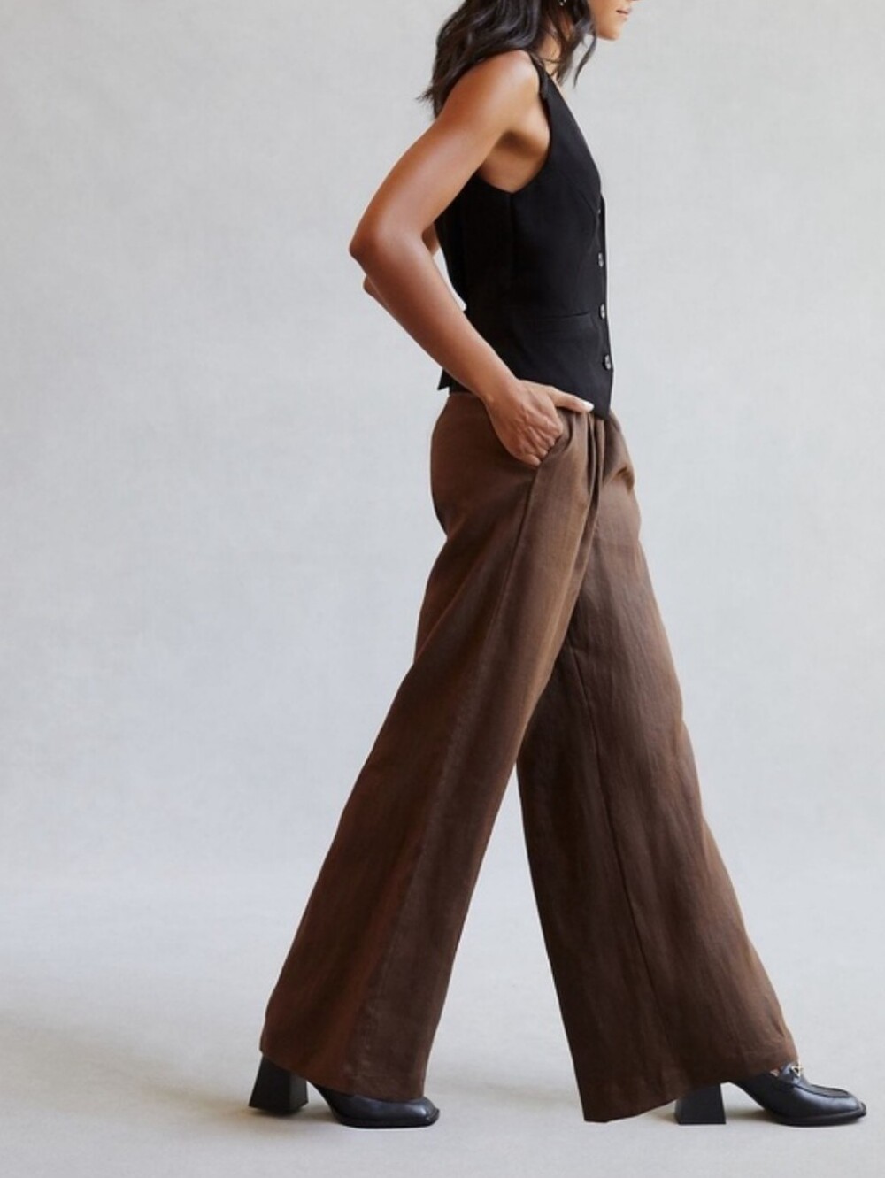 Anthropologie Sovere Instance 100% Linen Wide Leg Pant Size L